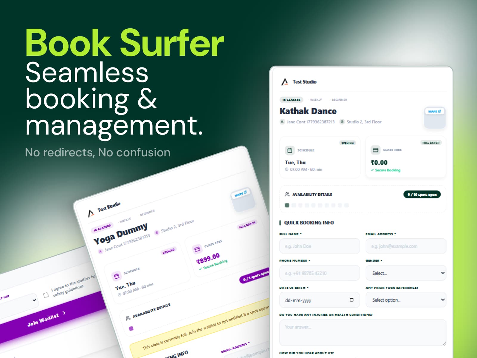 BookSurfer Booking Forms — The Booking Engine for website