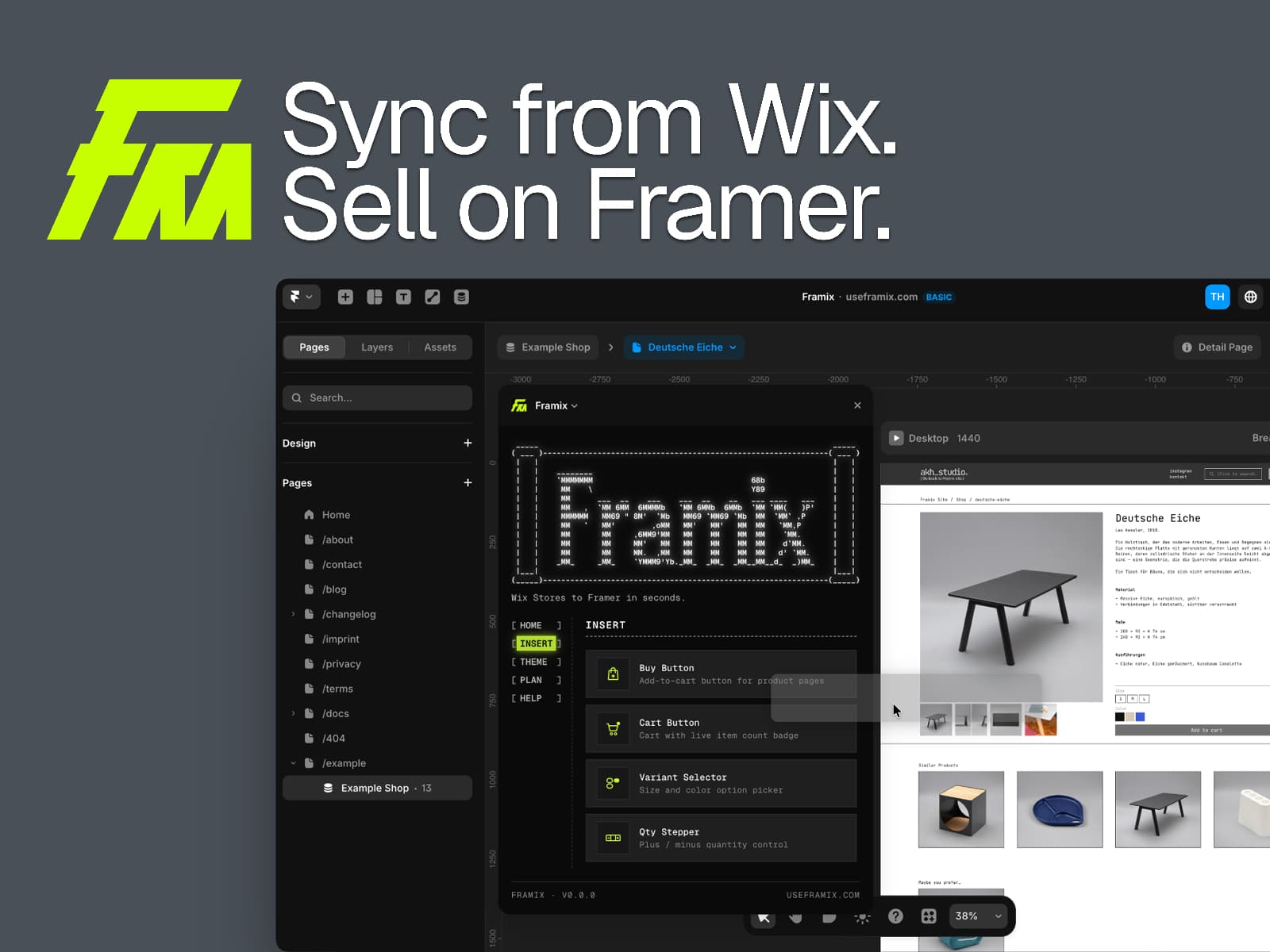 Framix — Sync from Wix. Sell on Framer.