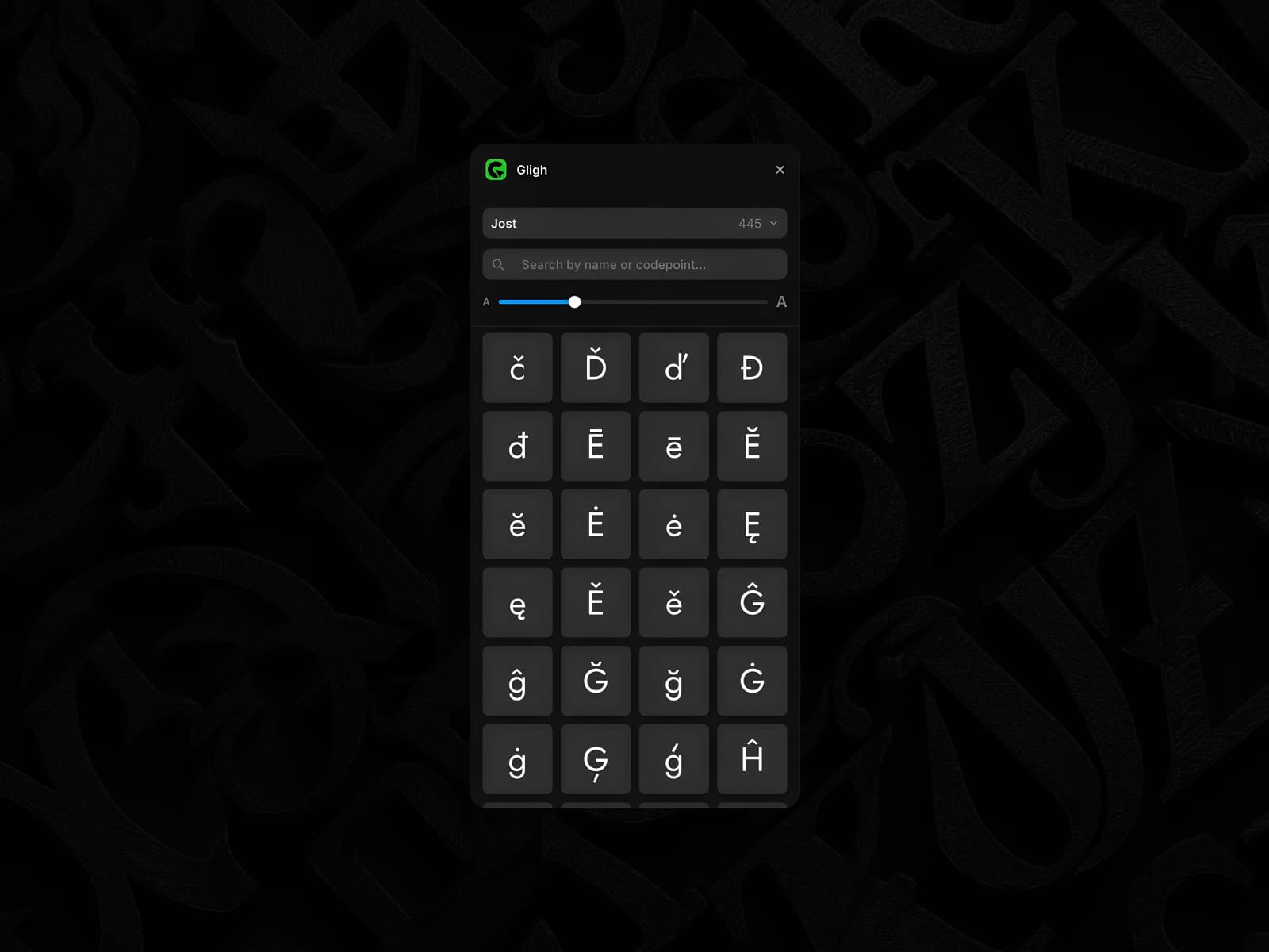 Gligh — Every glyph, one click away