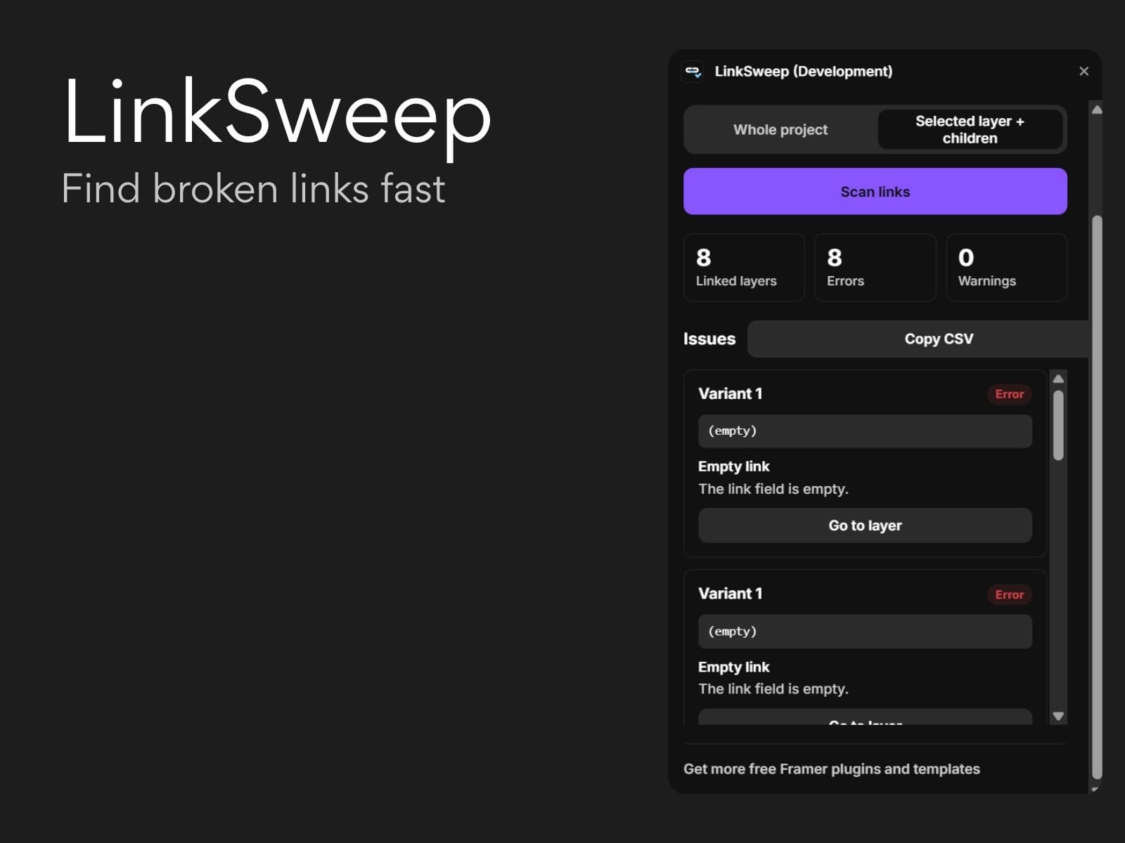 LinkSweep — Find broken links fast