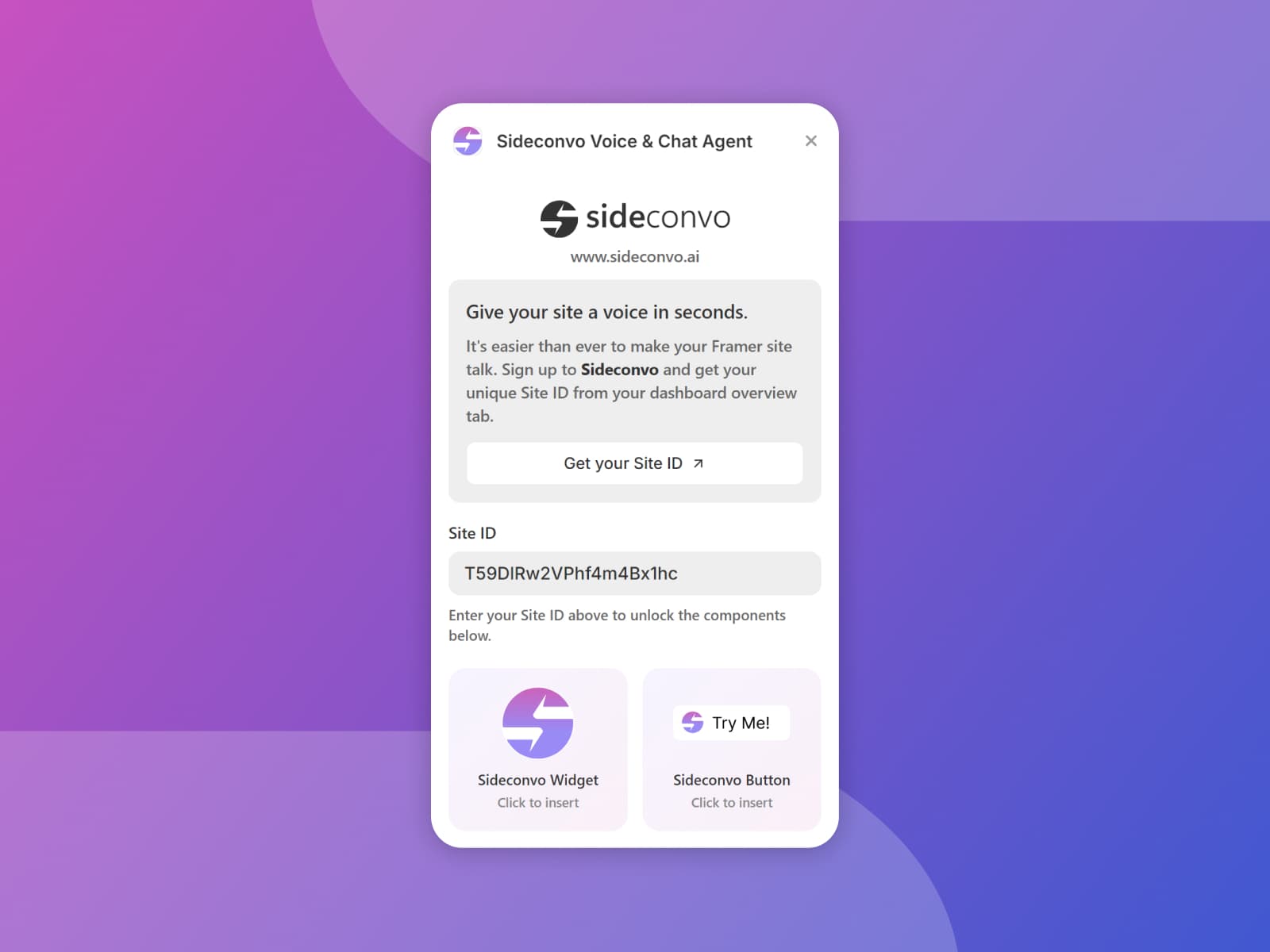 Sideconvo Voice & Chat Agent — Give your website a voice.