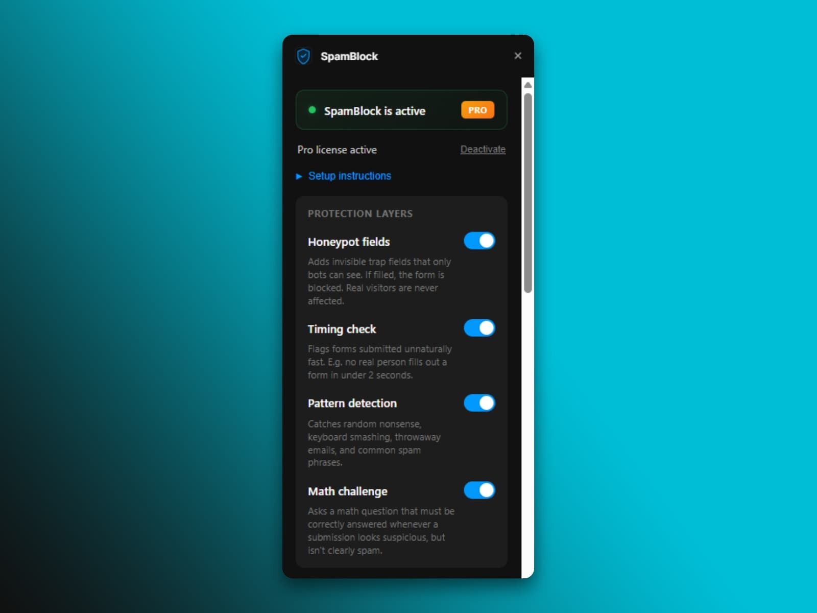 SpamBlock — Protect your Forms