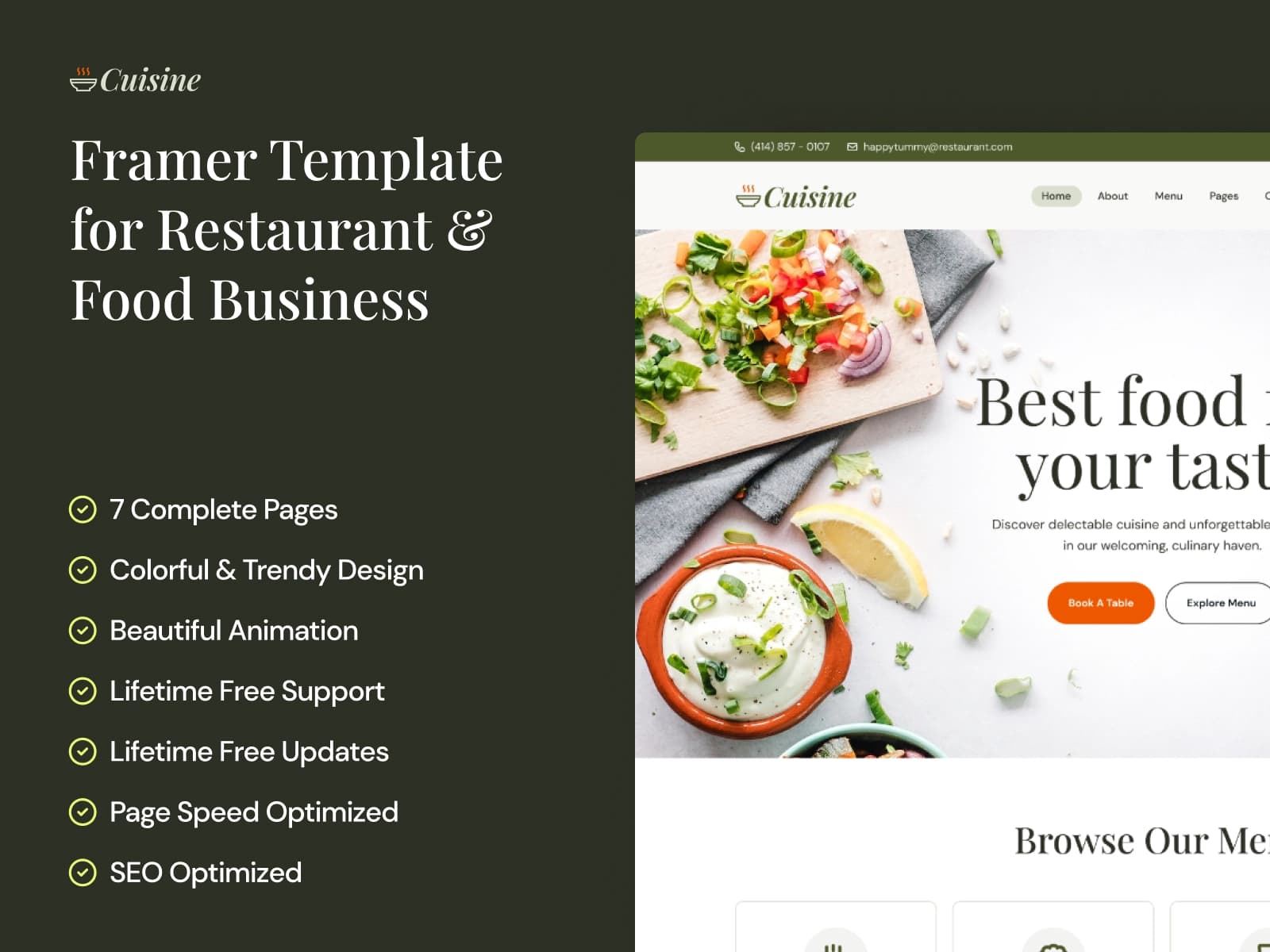 Cuisine — Restaurants And Food Framer Template - Image 3
