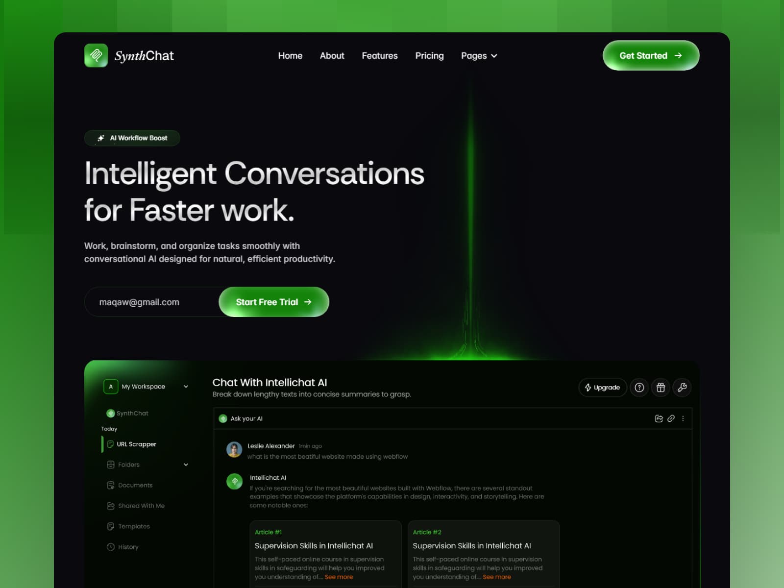 SynthChat — AI Chatbot & Productivity SaaS