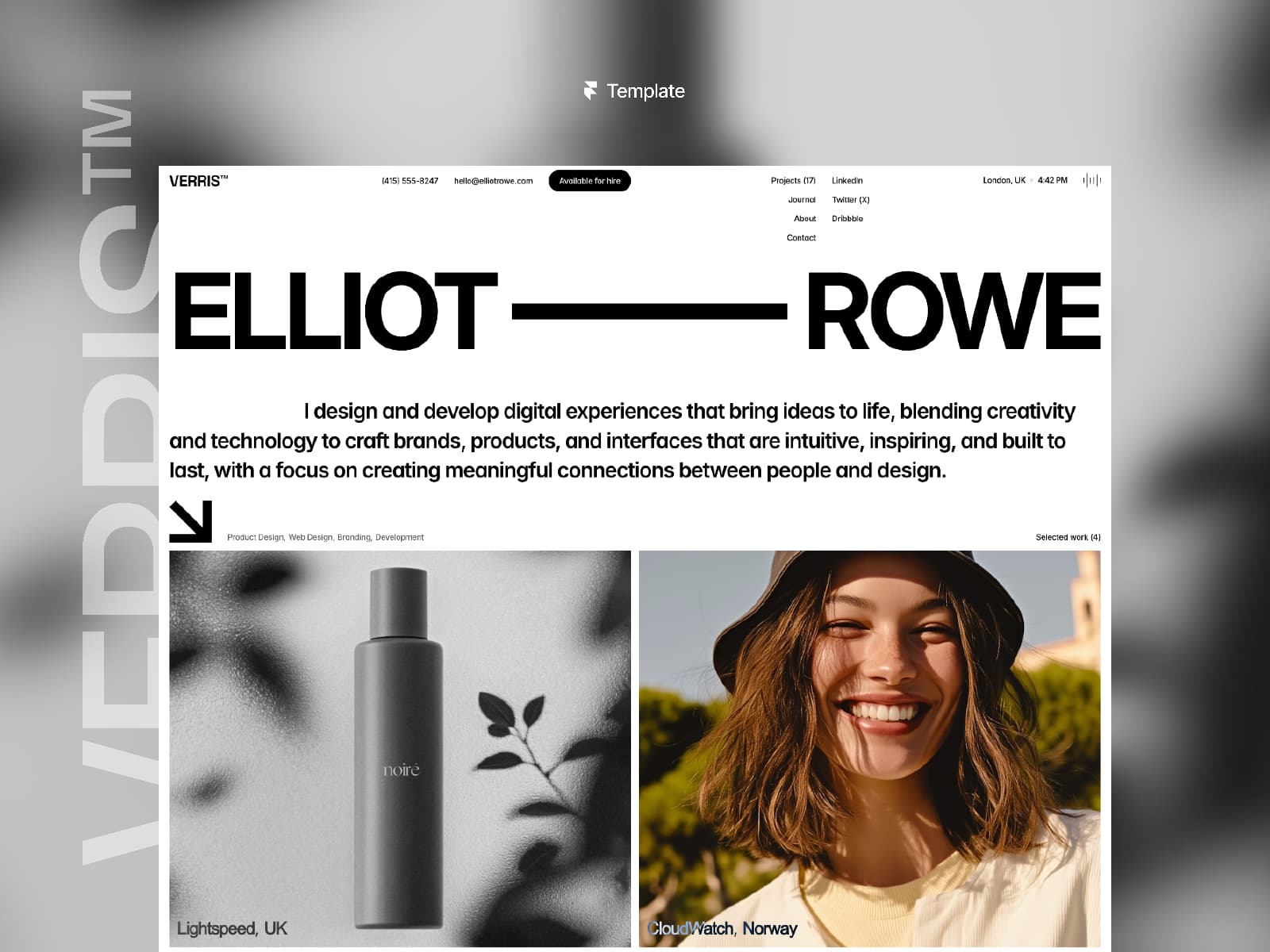 Verris — Minimalist Portfolio Template